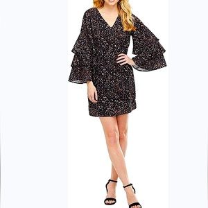 Mud Pie Hailen Cheetah Print, Tiered Ruffle Sleeve Dress. Woman’s Size Large